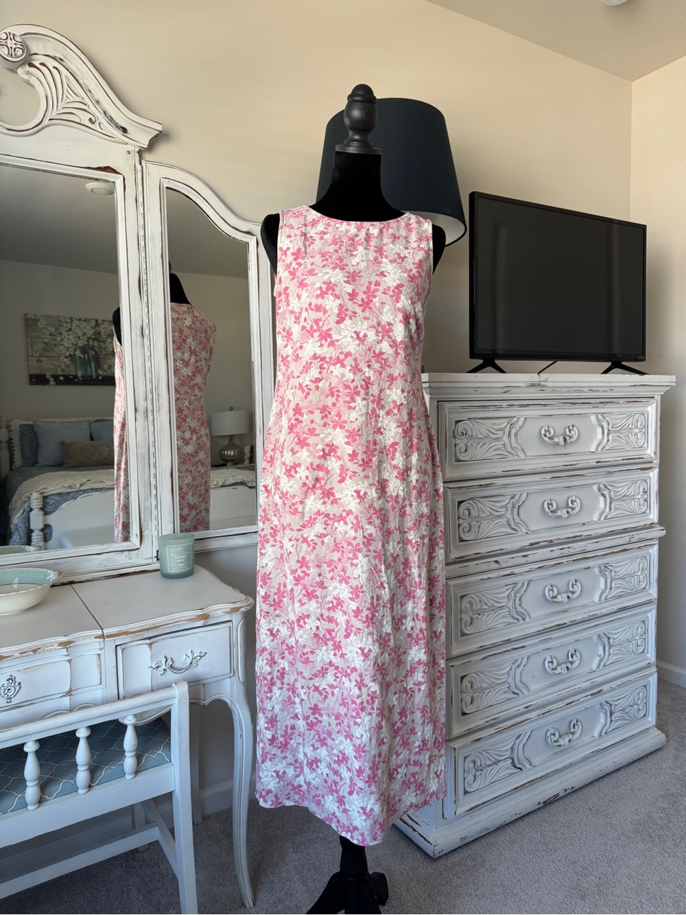 Vintage 90’s Miss Honey Pink Floral Sleeveless Maxi Dress